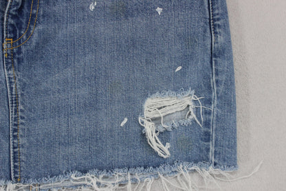 Womens Denim Skirt  Distressed Mini