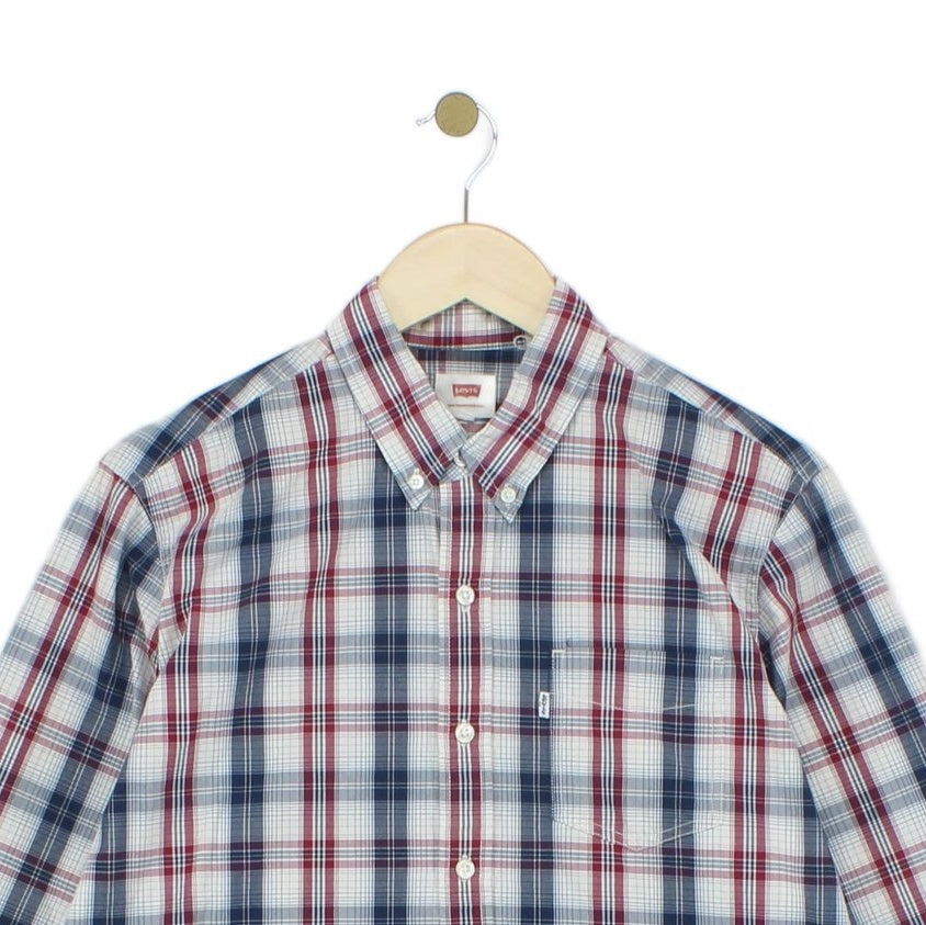 Mens Plaid Shirt Button Down Long Sleeve Cotton