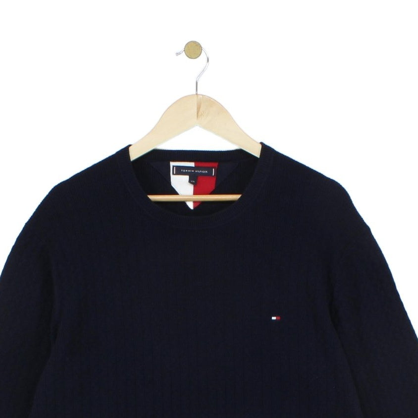 Mens Ribbed Jumper Pullover Crew Neck