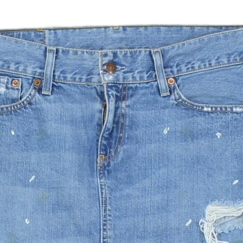 Womens Denim Skirt  Distressed Mini