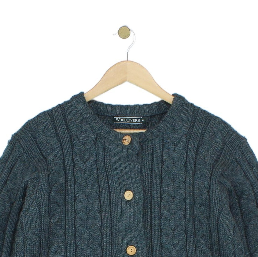 Womens Wool Cardigan Cable Knit Button
