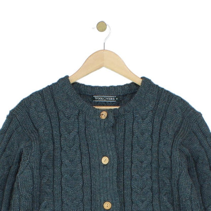 Womens Wool Cardigan Cable Knit Button