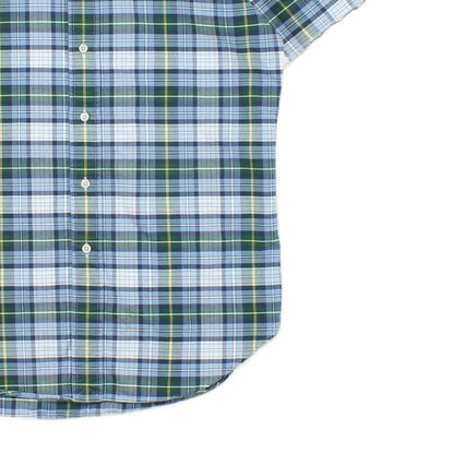 Mens Plaid Shirt Short Sleeve Raw Hem