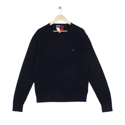 Mens Ribbed Jumper Pullover Crew Neck