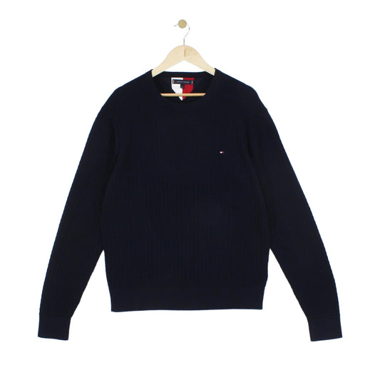 Mens Ribbed Jumper Pullover Crew Neck
