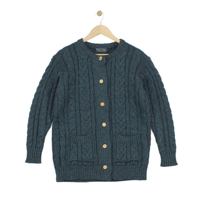 Womens Wool Cardigan Cable Knit Button