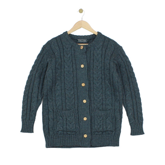 Womens Wool Cardigan Cable Knit Button