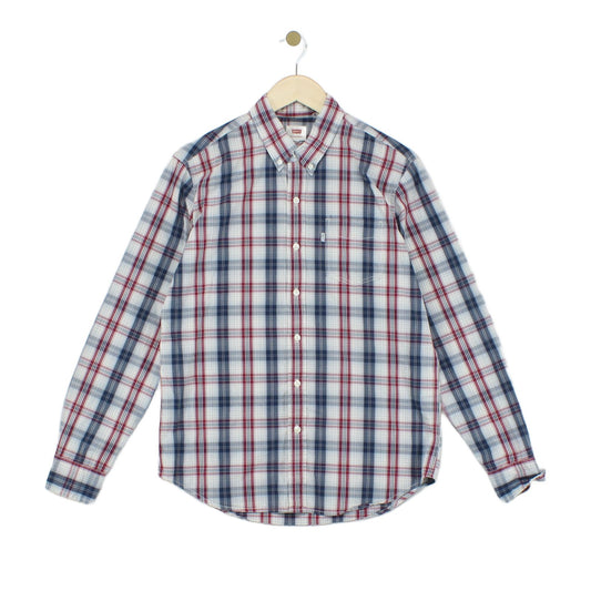 Mens Plaid Shirt Button Down Long Sleeve Cotton