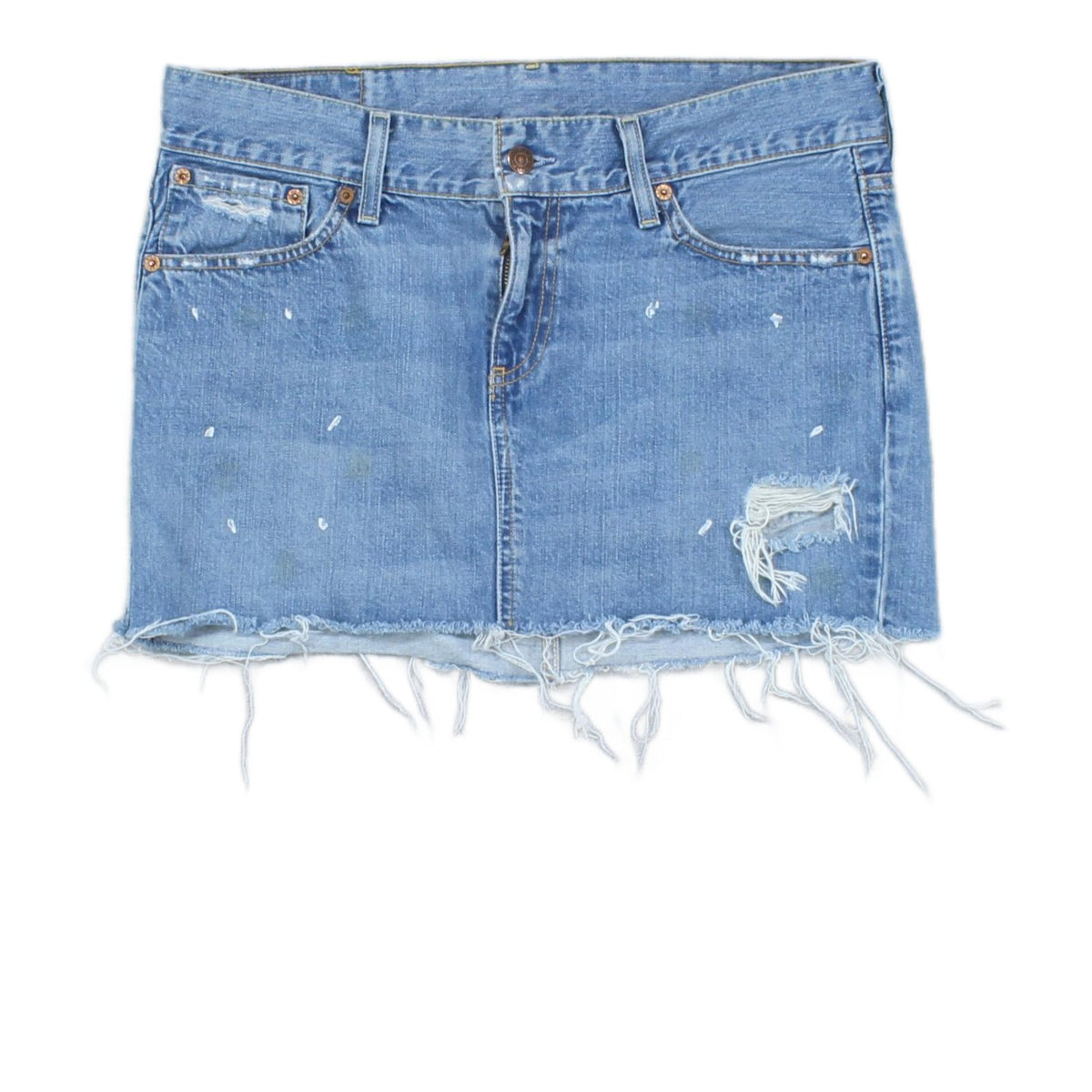 Womens Denim Skirt  Distressed Mini