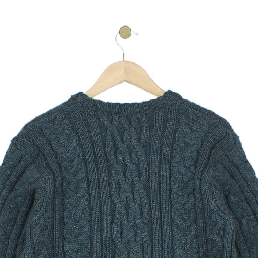 Womens Wool Cardigan Cable Knit Button