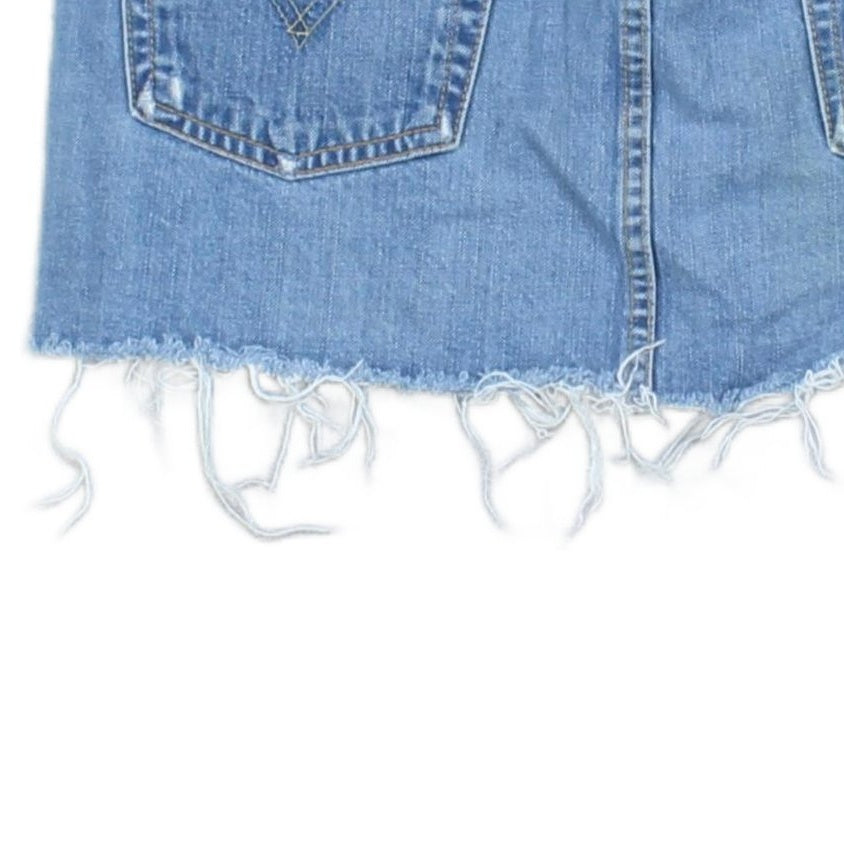 Womens Denim Skirt  Distressed Mini