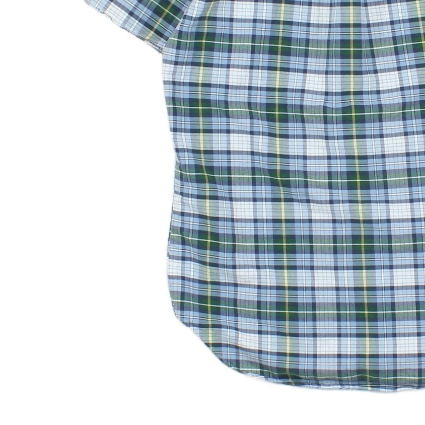 Mens Plaid Shirt Short Sleeve Raw Hem
