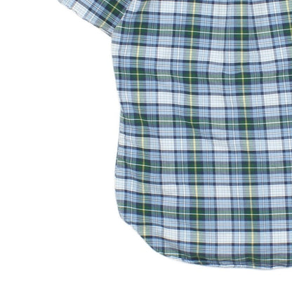 Mens Plaid Shirt Short Sleeve Raw Hem