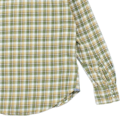 Mens Plaid Shirt Snap Slim Fit Long Sleeve Cotton