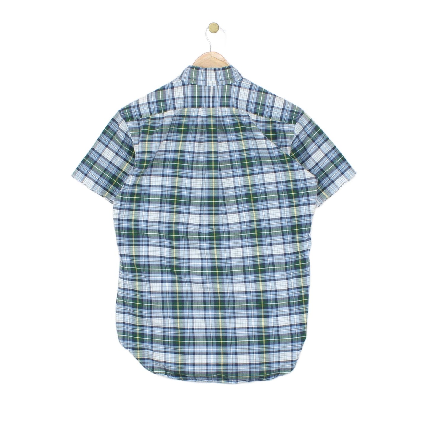 Mens Plaid Shirt Short Sleeve Raw Hem