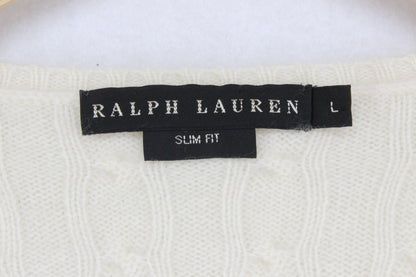 Womens Cashmere Cable Knit Jumper V Neck Slim Fit