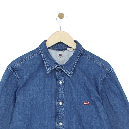 Mens Denim Shirt Slim Fit Long Sleeve Button Down