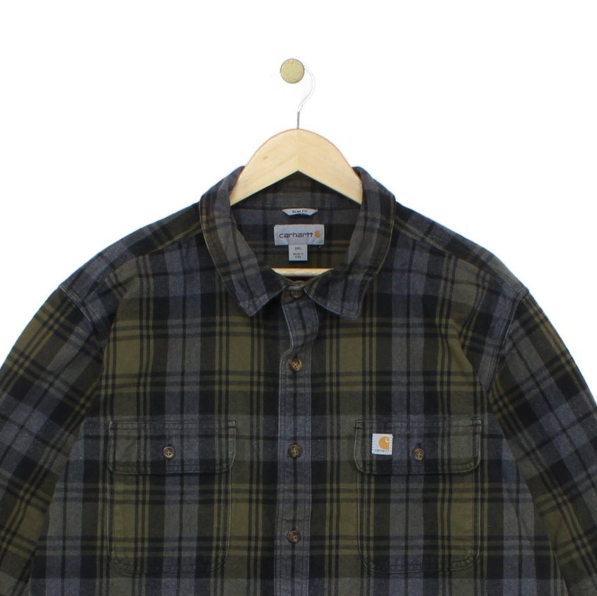 Mens Plaid Shirt Slim Fit Long Sleeve
