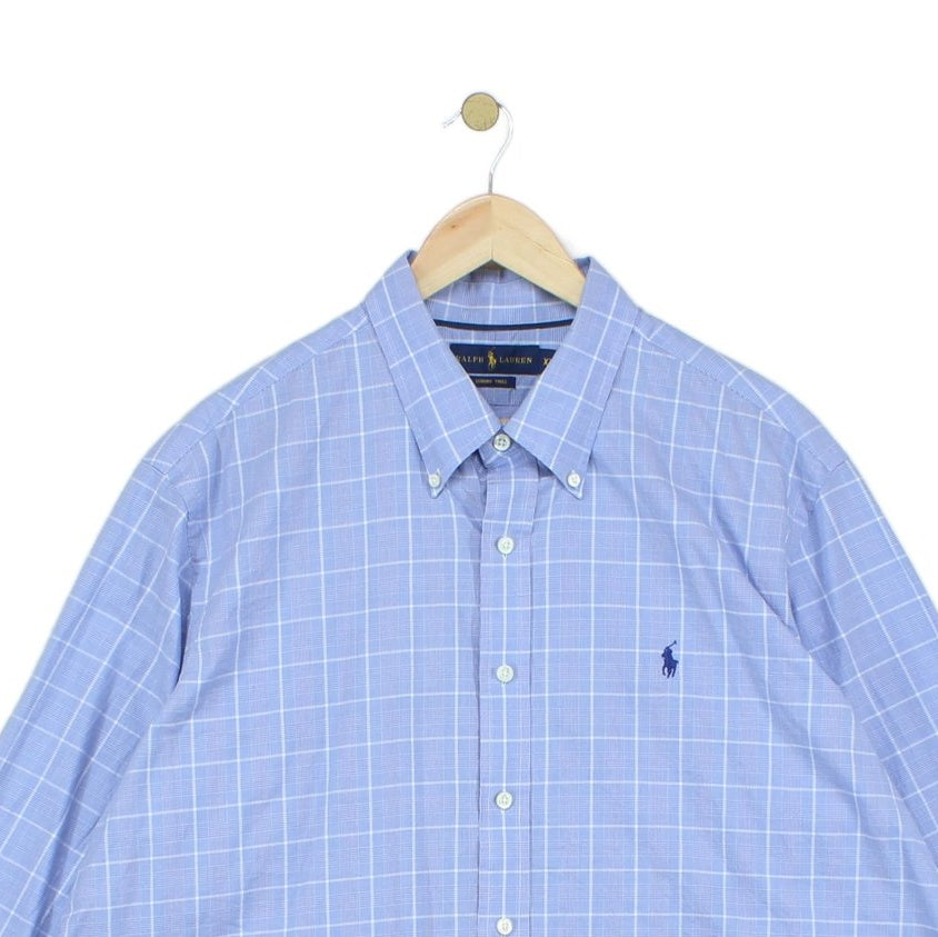 Mens Plaid Shirt Twill Button Down Long Sleeve