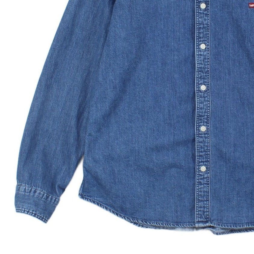 Mens Denim Shirt Slim Fit Long Sleeve Button Down