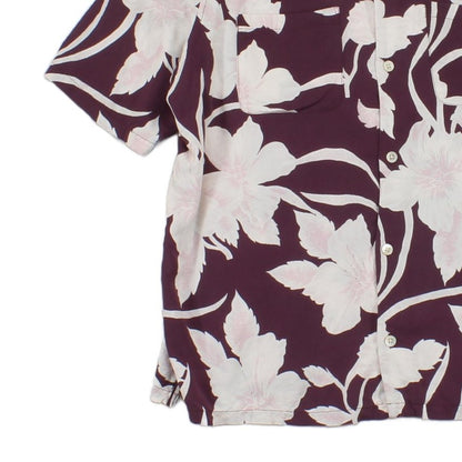 Mens Floral Shirt Relaxed Fit Short Sleeve Viscose