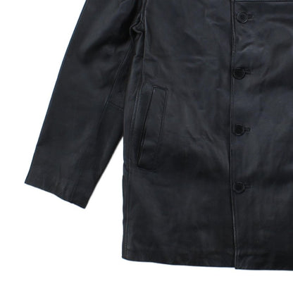 Mens Vintage Leather Jacket Long 70S Collared