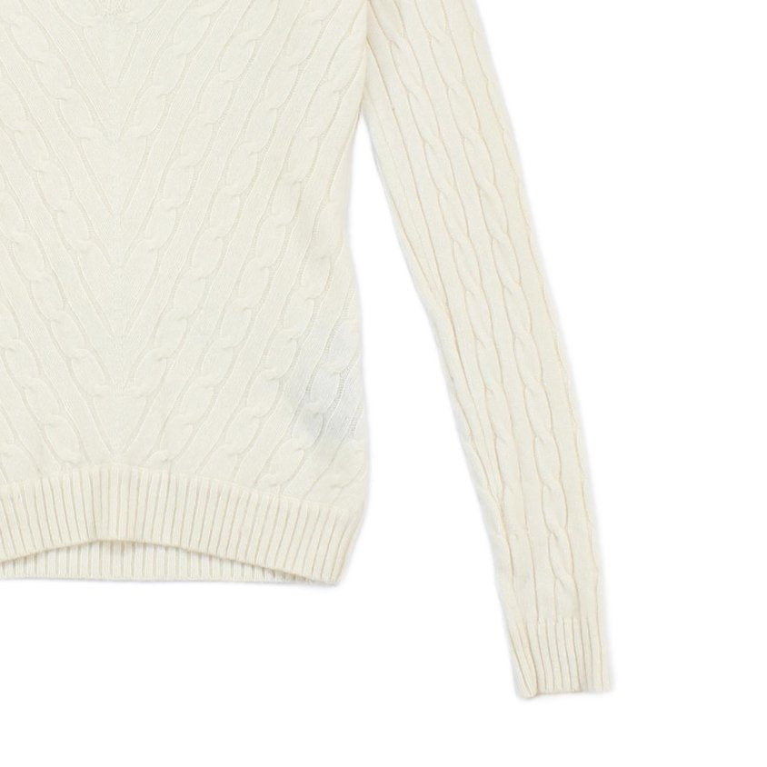Womens Cashmere Cable Knit Jumper V Neck Slim Fit