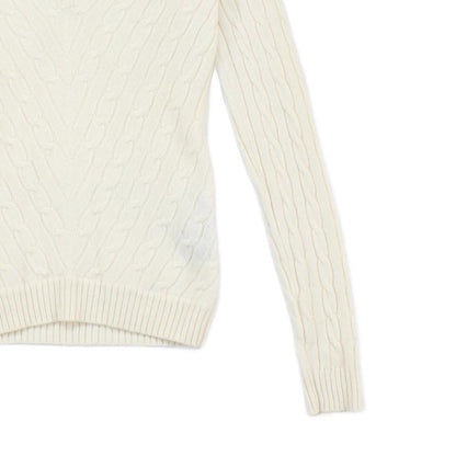 Womens Cashmere Cable Knit Jumper V Neck Slim Fit