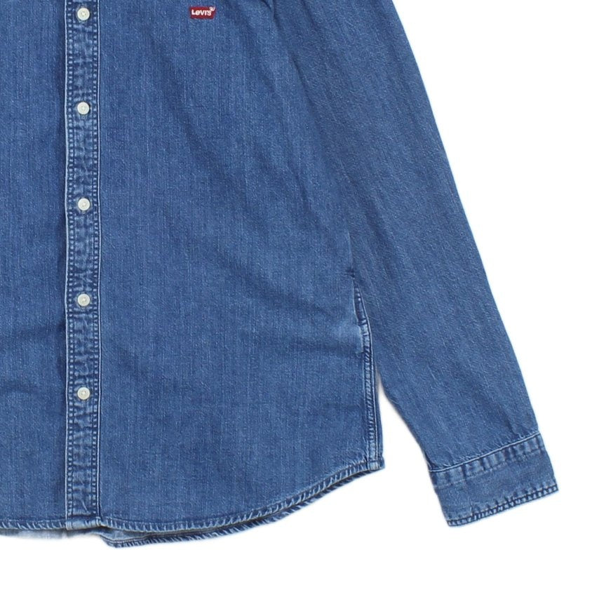 Mens Denim Shirt Slim Fit Long Sleeve Button Down