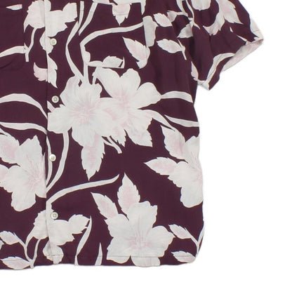 Mens Floral Shirt Relaxed Fit Short Sleeve Viscose