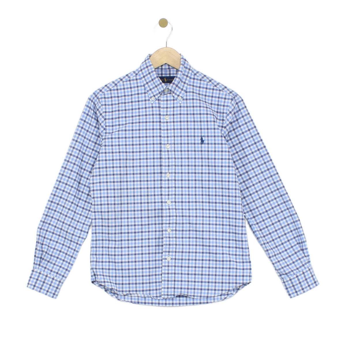 Mens Oxford Shirt Check Button Up Classic
