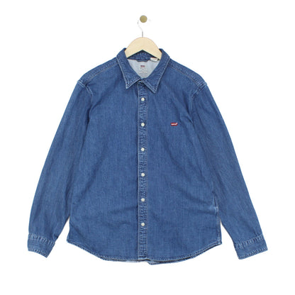 Mens Denim Shirt Slim Fit Long Sleeve Button Down