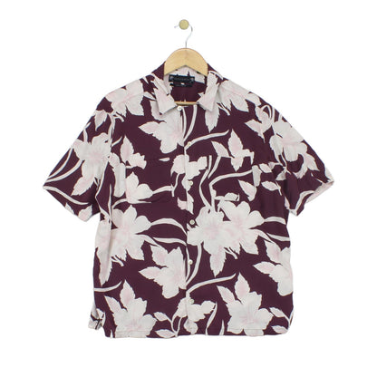 Mens Floral Shirt Relaxed Fit Short Sleeve Viscose