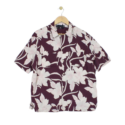 Mens Floral Shirt Relaxed Fit Short Sleeve Viscose