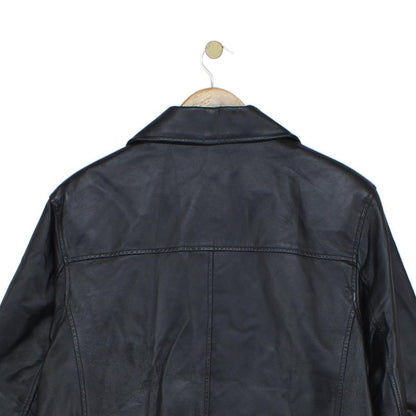 Mens Vintage Leather Jacket Long 70S Collared