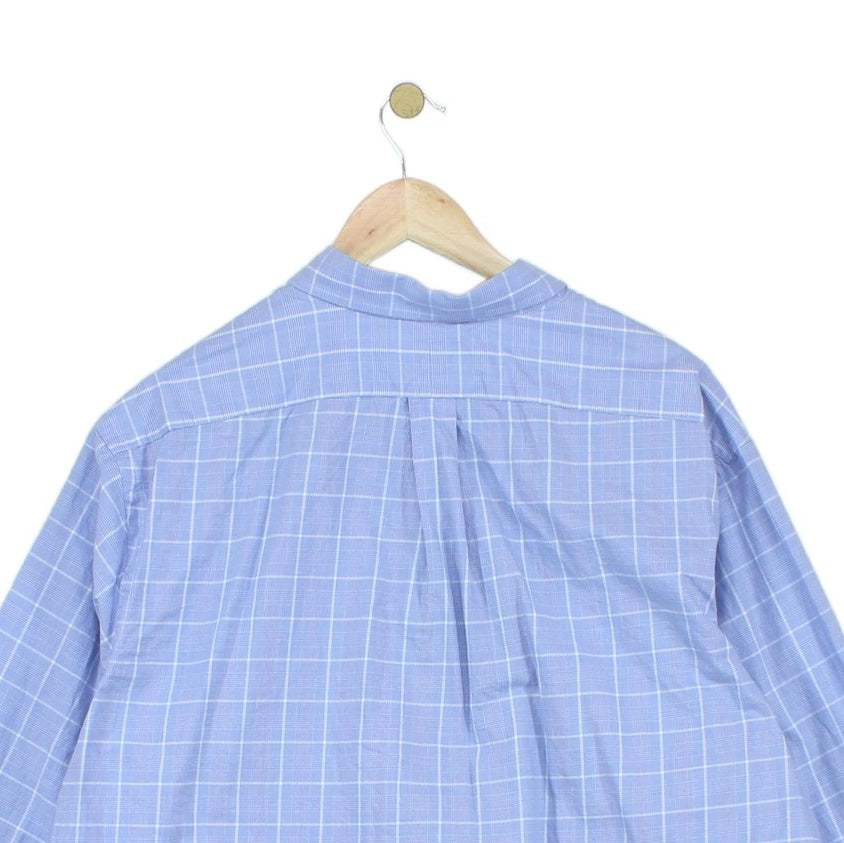 Mens Plaid Shirt Twill Button Down Long Sleeve