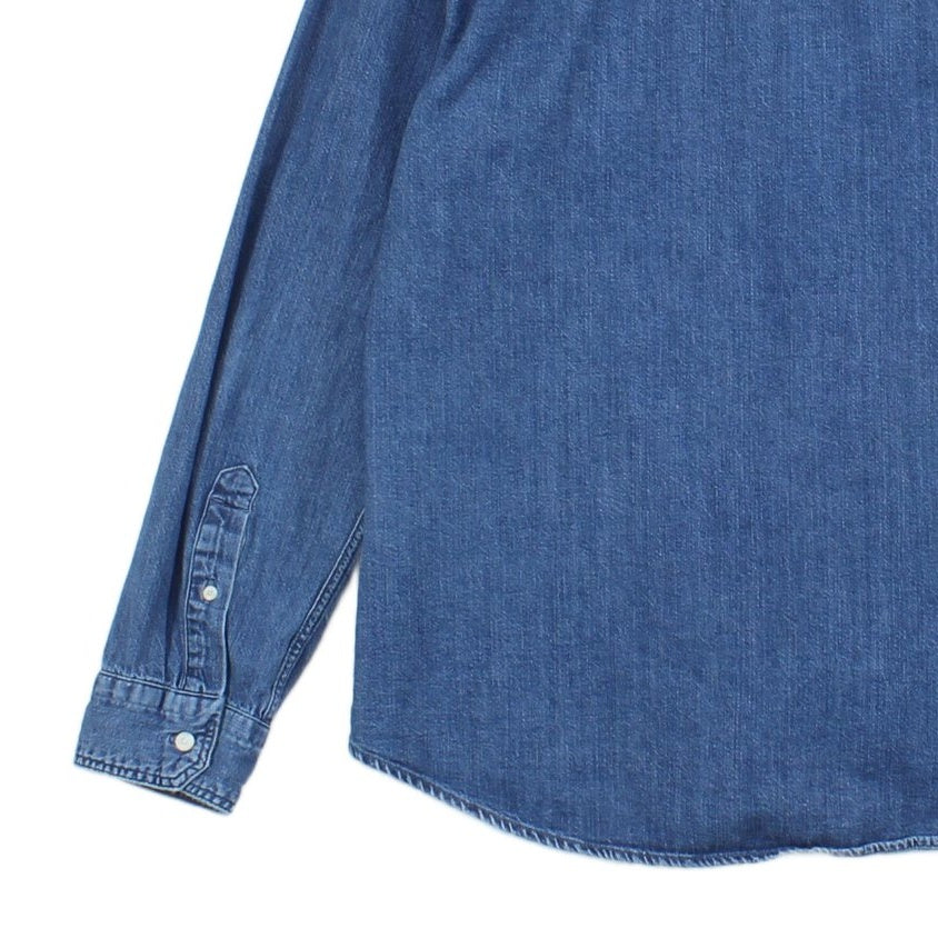 Mens Denim Shirt Slim Fit Long Sleeve Button Down