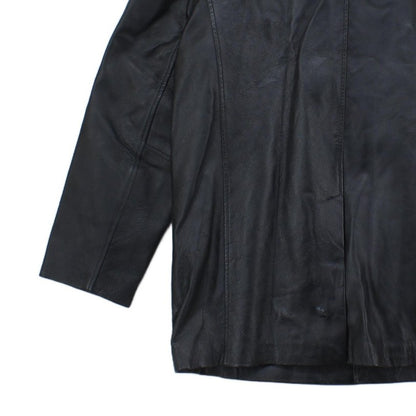 Mens Vintage Leather Jacket Long 70S Collared