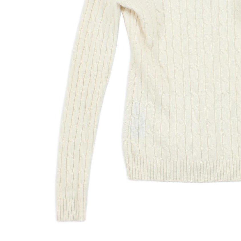 Womens Cashmere Cable Knit Jumper V Neck Slim Fit