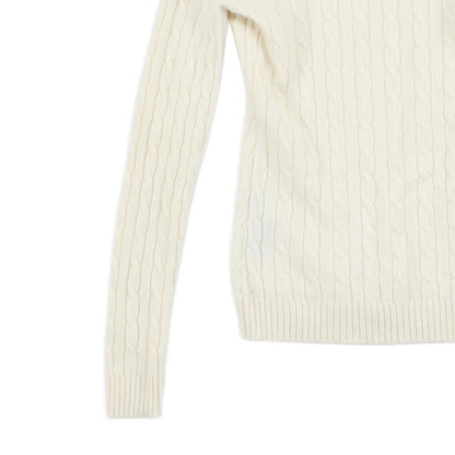Womens Cashmere Cable Knit Jumper V Neck Slim Fit