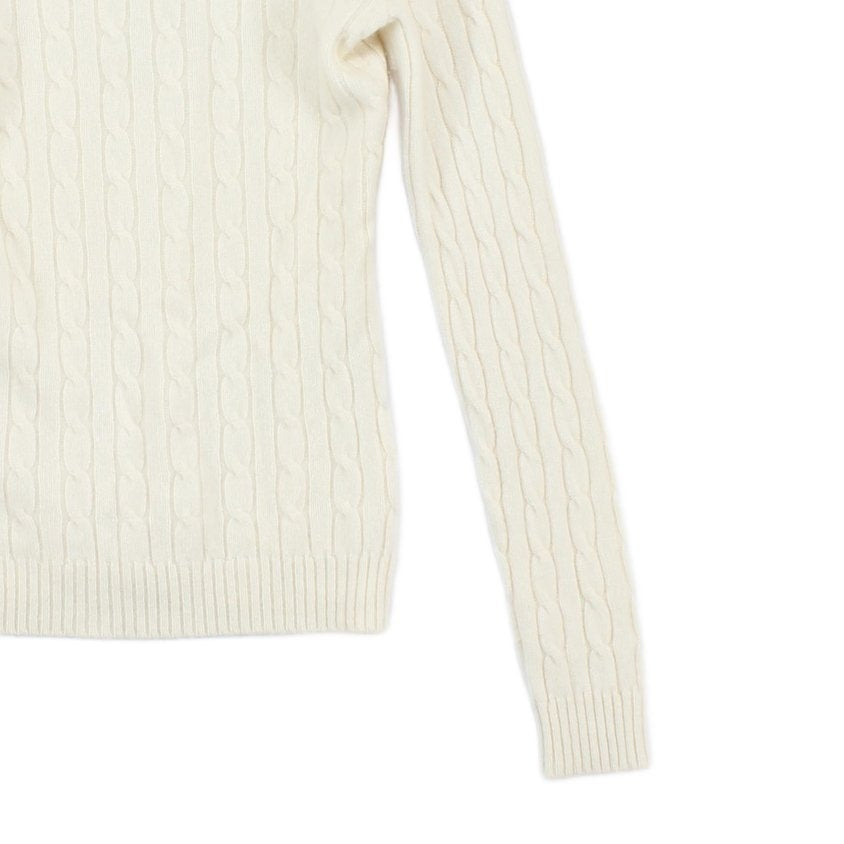 Womens Cashmere Cable Knit Jumper V Neck Slim Fit