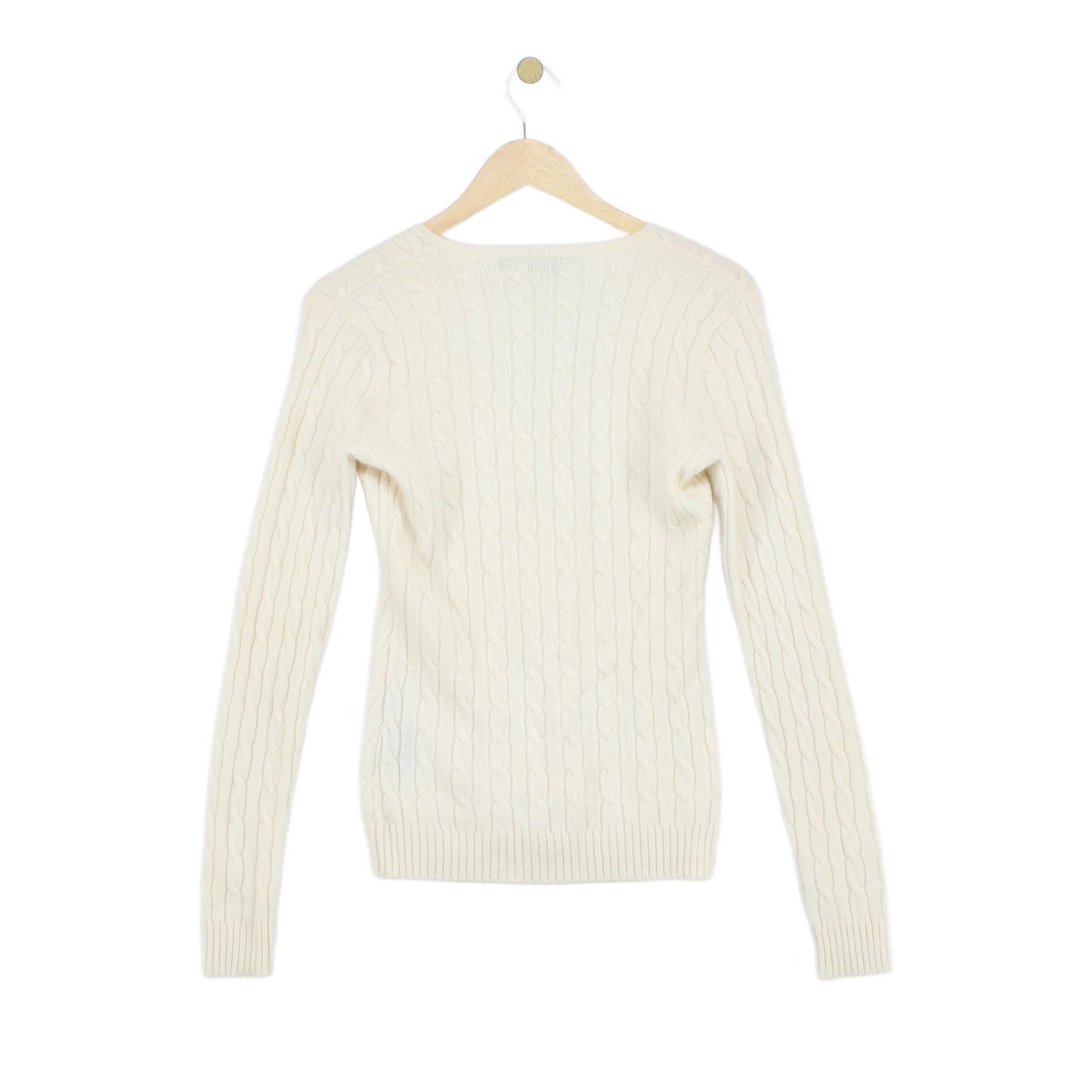 Womens Cashmere Cable Knit Jumper V Neck Slim Fit