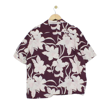 Mens Floral Shirt Relaxed Fit Short Sleeve Viscose