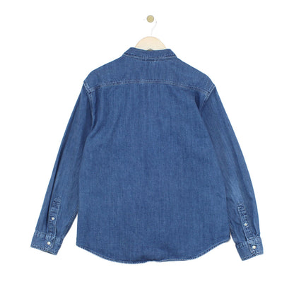 Mens Denim Shirt Slim Fit Long Sleeve Button Down