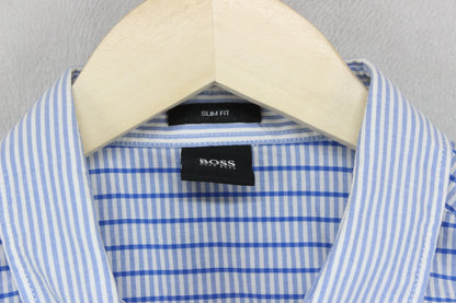 Mens Striped Shirt Long Sleeve Slim Fit