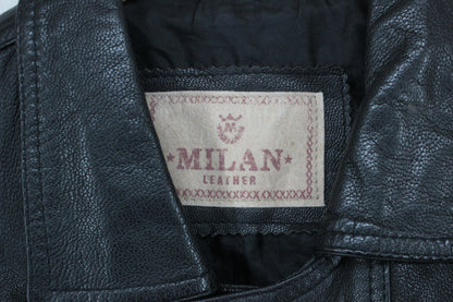 Mens Leather Jacket Double Breasted Notch Lapel