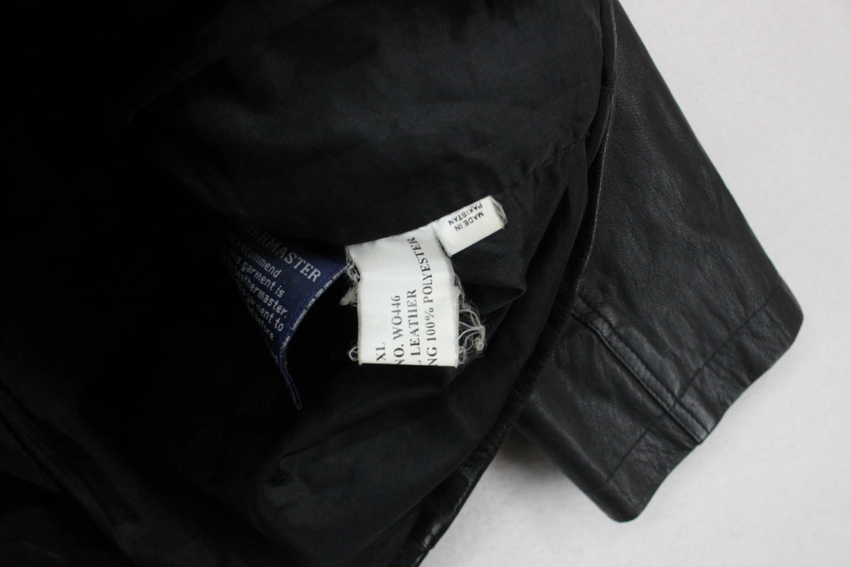 Mens Leather Jacket Double Breasted Notch Lapel