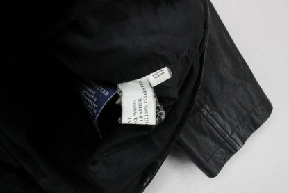 Mens Leather Jacket Double Breasted Notch Lapel