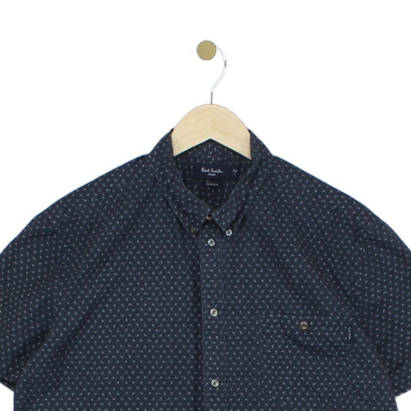 Mens Patterned Shirt Tailored Fit Short Sleeve Casual