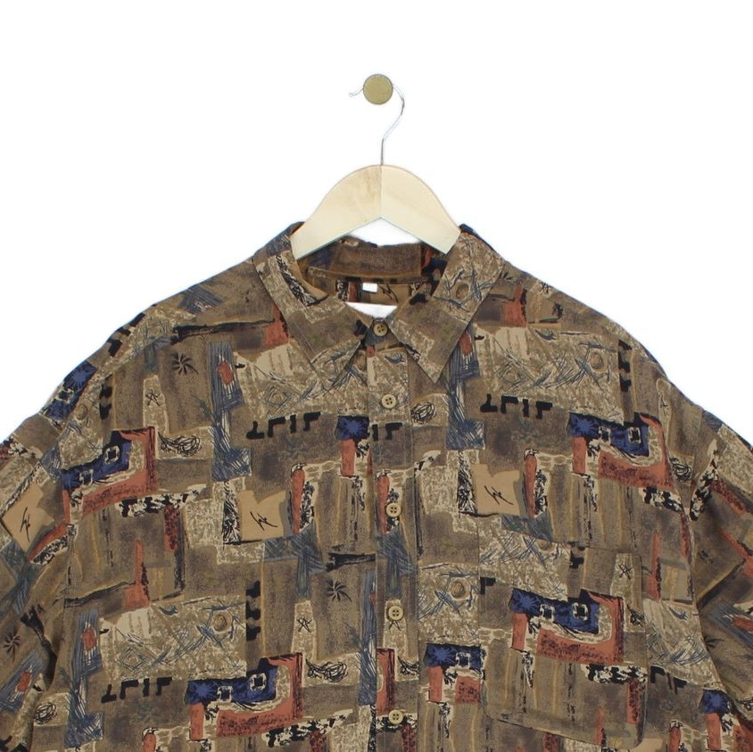 Mens Silk Shirt Abstract